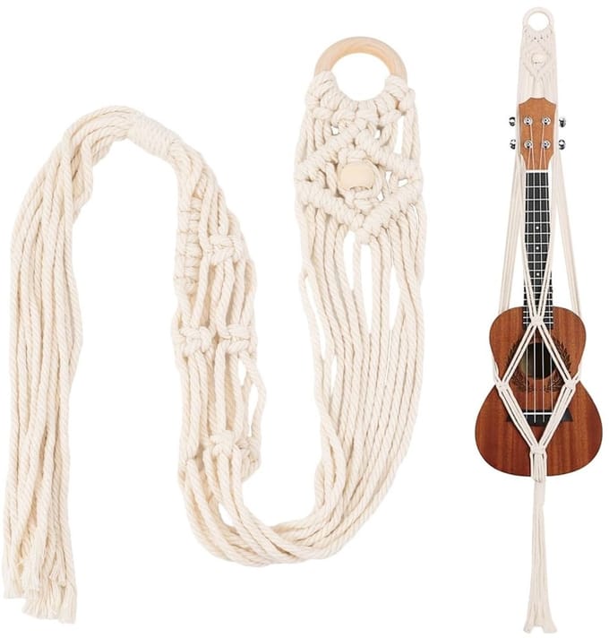 Dailygoods - Macrame Ukelele Hanger van Katoen voor Muurdecoratie