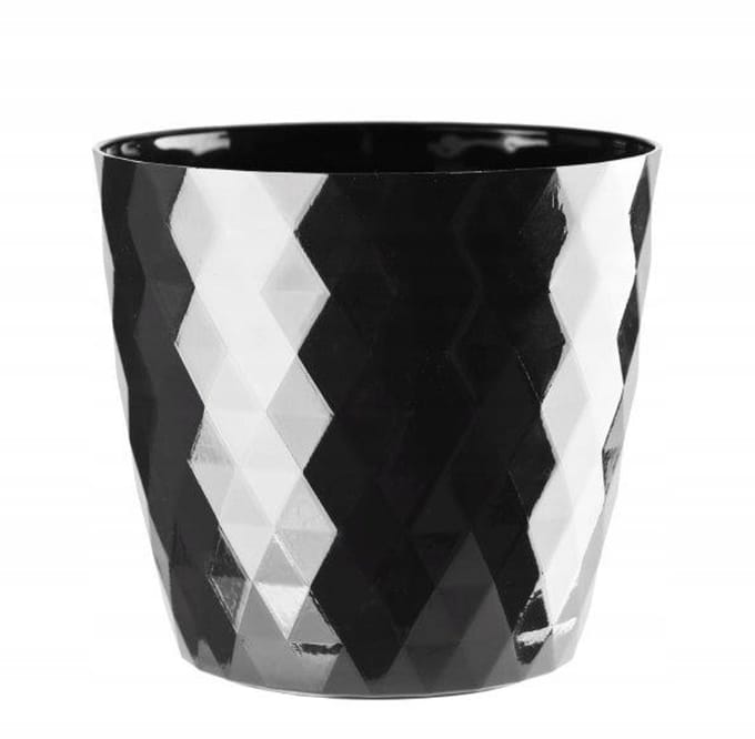 Galicja Crystal Serie - Zwarte Plastic Bloempot - 18 cm - Ovaal - UV-bestendig