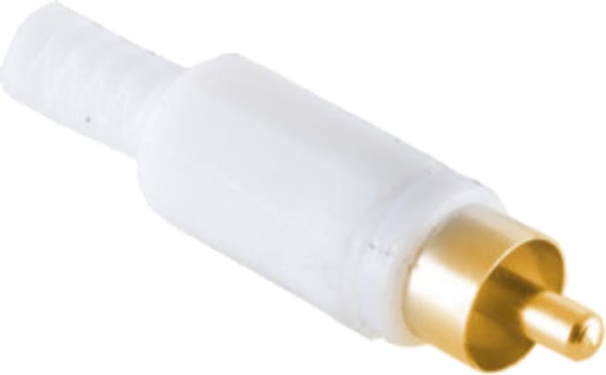 Tulp (m) audio/video connector - verguld - plastic / wit