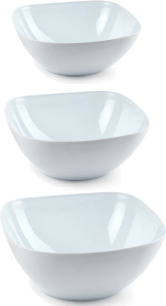 Plasticforte voedsel serveerschalen - set 8x - wit - kunststof - in 3 formaten