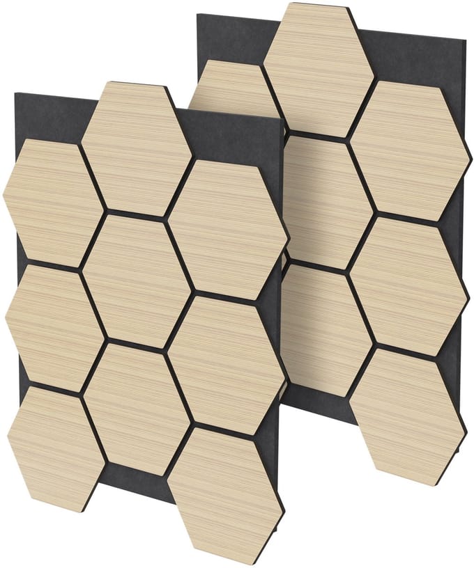 Set van 2 akoestische panelen voor 1m² eiken wandpanelen Hexagon geluidsisolatie ML-Design