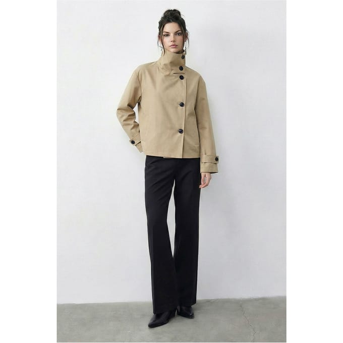 Korte Mandarijnkraag Trenchcoat