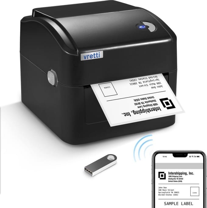 Thermische Labelprinter 4x6 Inch - Compatibel met Windows, Mac OS en Linux