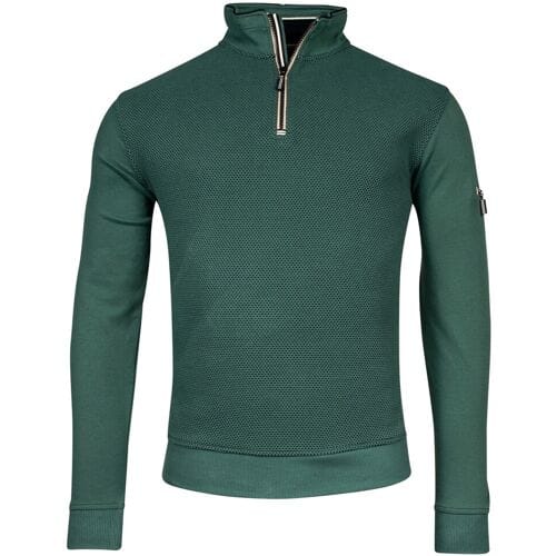 Baileys Trui Half Zip Front Back Jacquard Doubleface Donker Groen / male