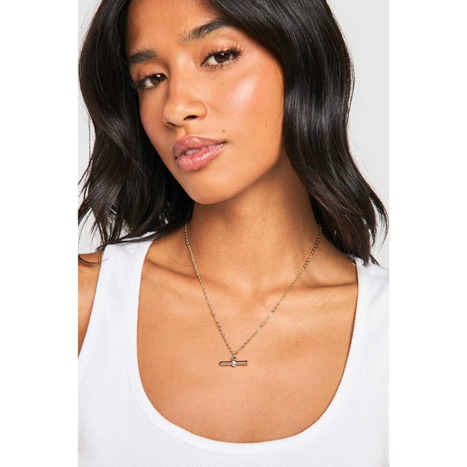 boohoo Dames Gouden T-bar ketting