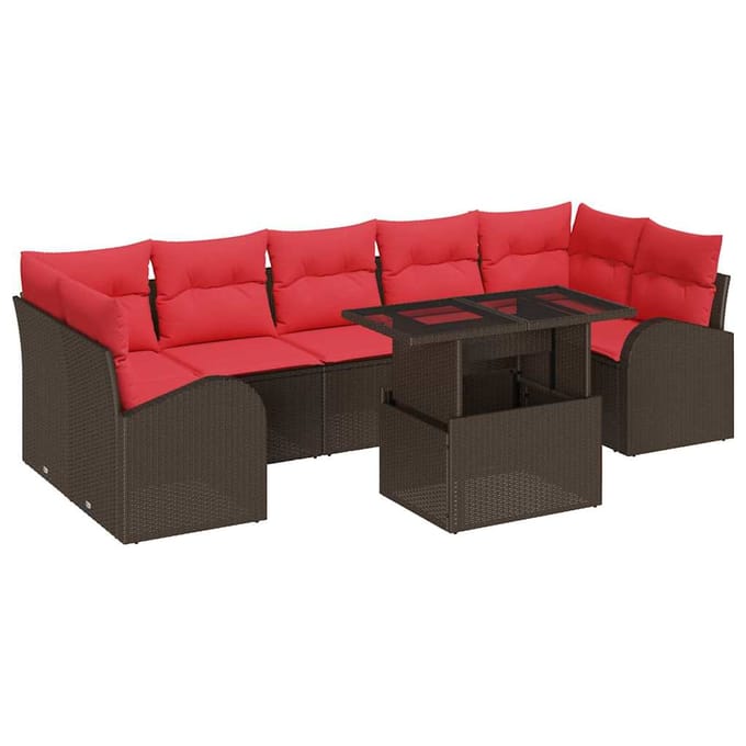 vidaXL - Tuinbank - Set - 8 - st - Bruin - Poly - Riet