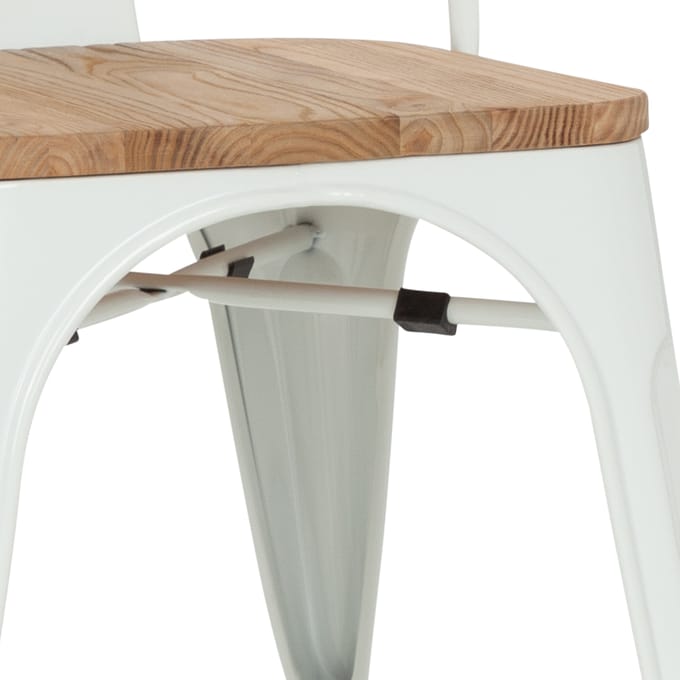 Stoel VANTAGGIO COMFORT W metallic wit / zitting van echt hout hjh OFFICE