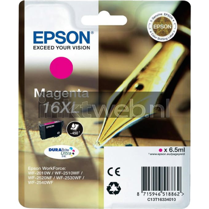 Epson Inktcartridge 16XL (C13T16334012) Magenta Hoge capaciteit