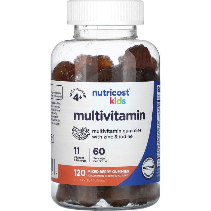 Nutricost, pour enfants, gommes multivitaminées, 4 ans et plus, baies mélangées, 120 gommes