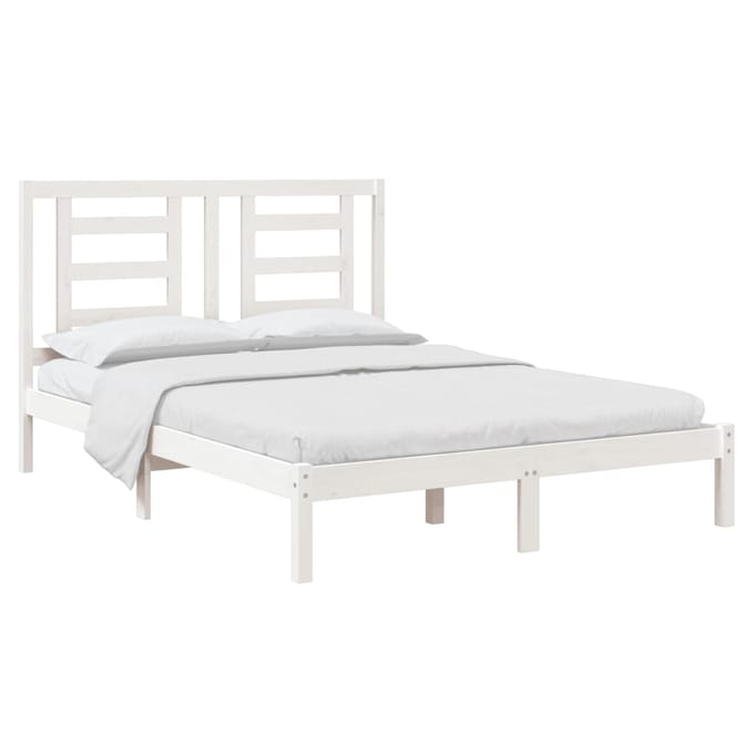 vidaXL - Bedframe - zonder - matras - massief - grenenhout - wit - 140x200 - cm