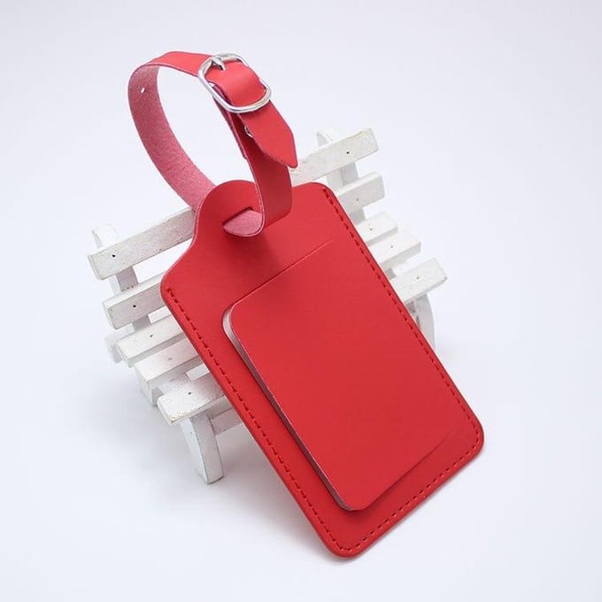 KELERINO. Kofferlabels - Bagagelabels - Leer - Venster - 2 stuks - Rood