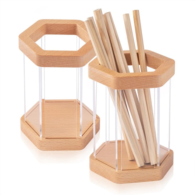 2 Pack Houten Pen Potlood Houder