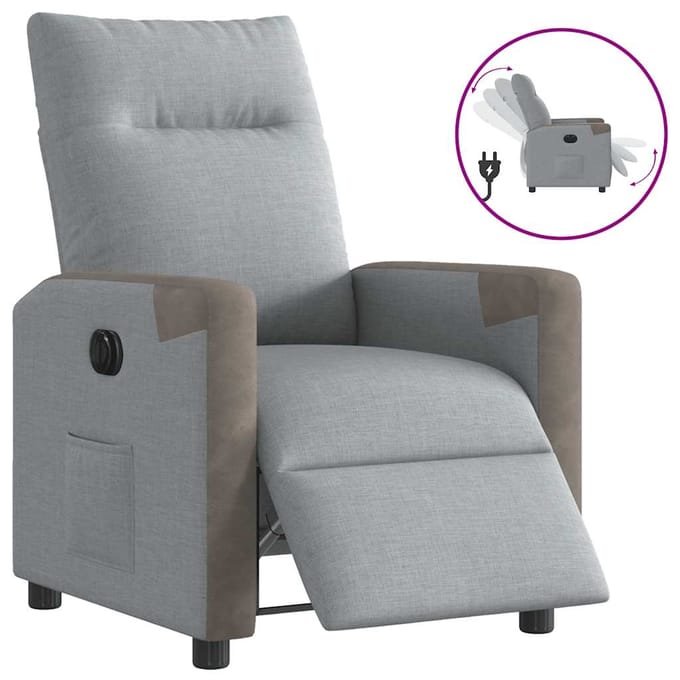 vidaXL - Fauteuil - elektrisch - verstelbaar - stof - lichtgrijs