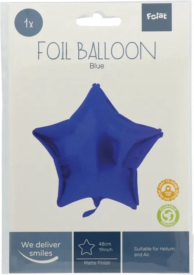 Folat - Folieballon Ster Mat Blauw - 48 cm
