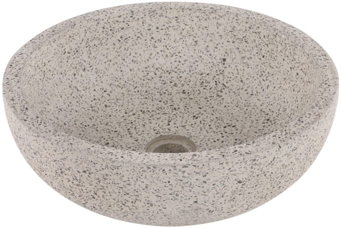 Differnz Terrazzo waskom - 40x40x15cm - rond - terrazzo - mat wit/zwart