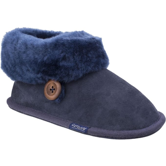 Cotswold Wotton Dames Pantoffels Van Donkerblauw Leer