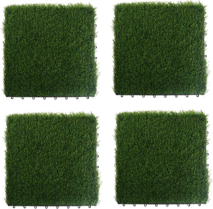 Kunstgras Tegels - Modulaire Gazon - Buiten Decoratie - In elkaar grijpend Design - 30x30cm - Groen