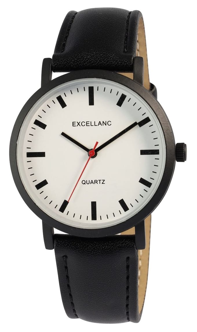 EXCELLANC Herenhorloge lederimitatie Mineraalglas