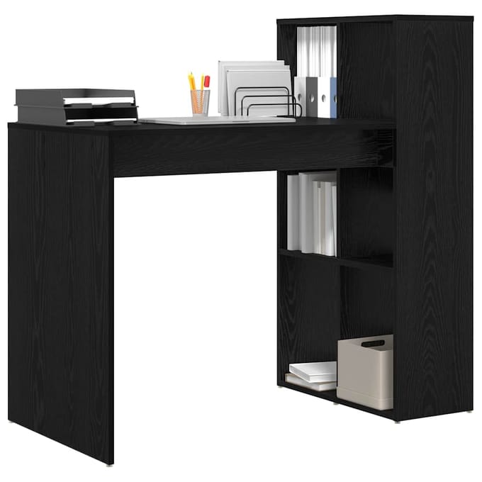 vidaXL - Bureau - Zwart - Eiken - Bewerkt - hout - 108 - x - 55 - x - 103.5 - cm