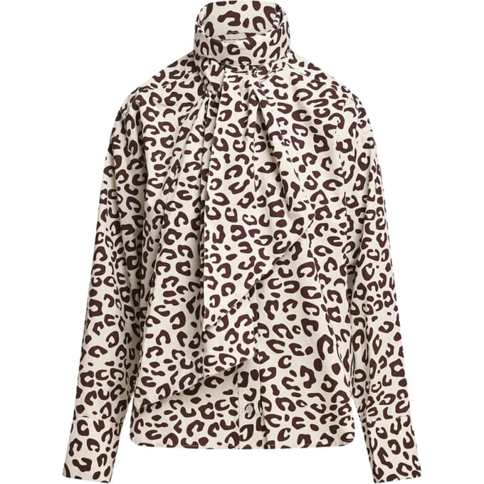 Essentiel Antwerp Pussy Bow Tie Shirt Blouses Bruin Khaleesi
