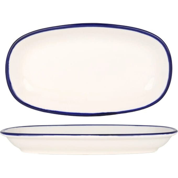 Rinart Serveerschaal - Blue Edge - Porselein - 25x15 cm - set van 2