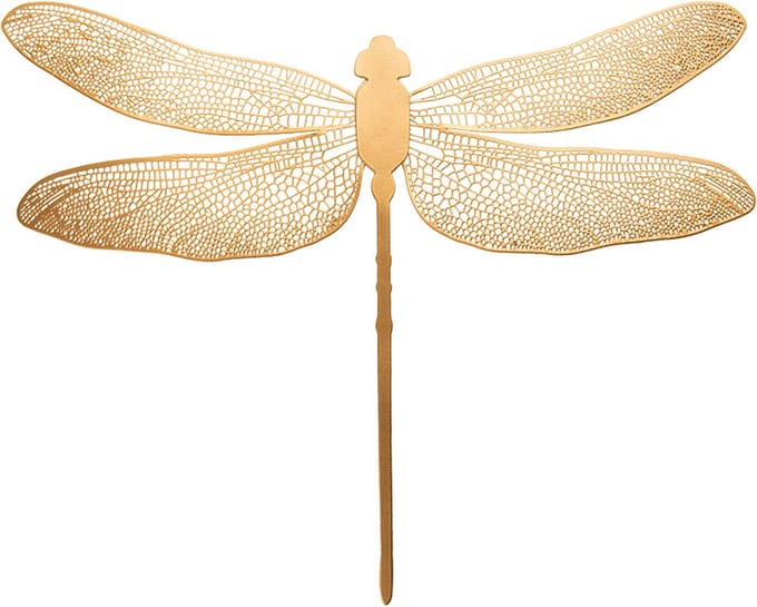 Libelle, met ophangoogje en aan de achterzijde een magneet
