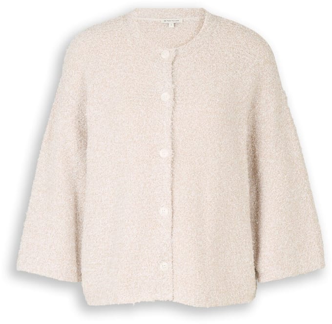 Tom Tailor - Losvallend vest met 3/4-mouwen - Maat L - white beige structure