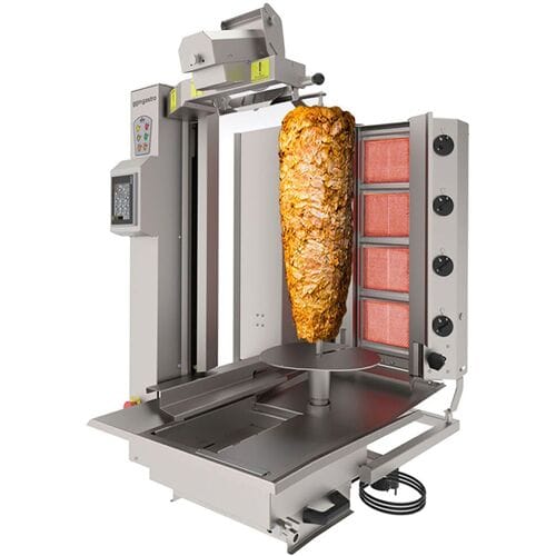 GGM Gastro Gas Dönerroboter mit Schneidsystem - 4 Brenner - max. 95 kg Zilver