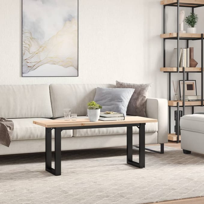 vidaXL - Salontafel - O-frame - 110x40x45,5 - cm - grenenhout - en - staal