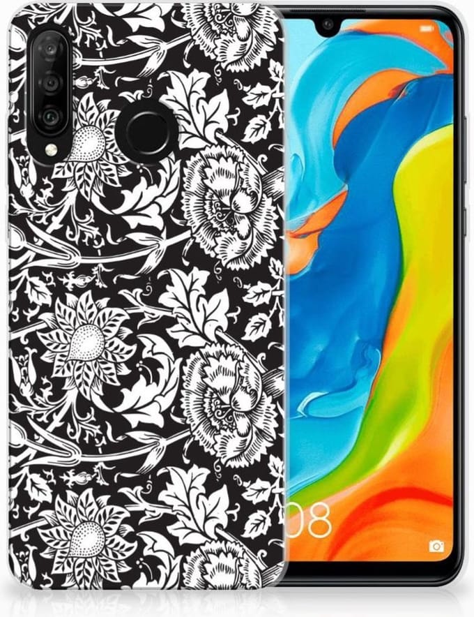 Huawei P30 Lite TPU Case Black Flowers