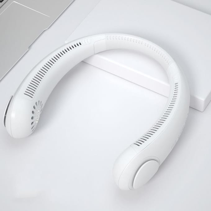 Draagbare bladloze nekventilator Handsfree miniventilatoren Oplaadbare USB-ventilatoren Hangende nekventilator Draagbare bladloze airconditioningkoeler wit