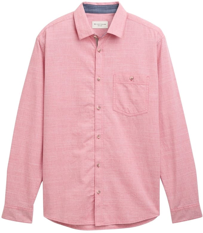 Tom Tailor - Regular fit overhemd met borstzak - Maat S - red white horizontal structure