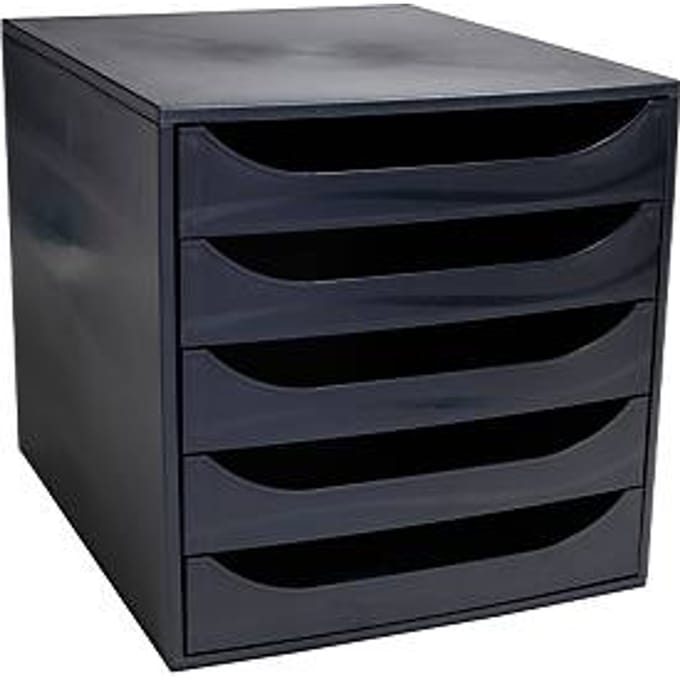 Exacompta ECOBOX ladebox zwart, 5 open laden voor A4/A4+, geruisloos uittrekbaar met veiligheidsstop, compact