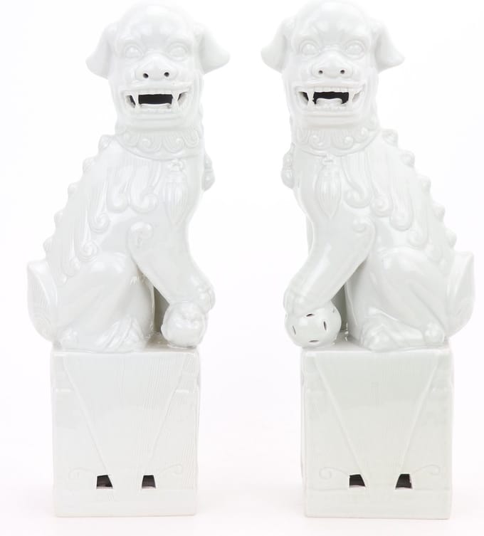 Witte Chinese Tempel Leeuwen Fu Dogs 2 stuks 9 x 12 x 27 cm