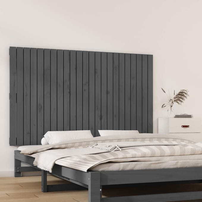 vidaXL - Wandhoofdbord - 147x3x90 - cm - massief - grenenhout - grijs