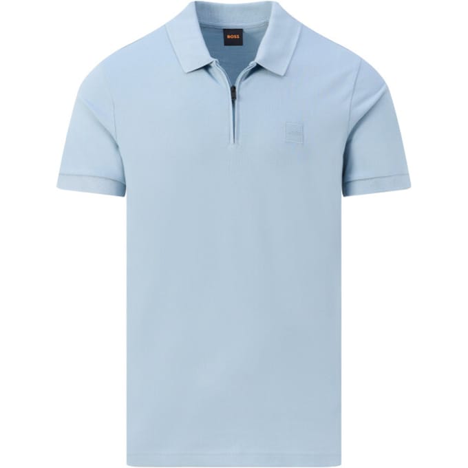 BOSS Passerzip Half Zip Polo Lichtblauw - Maat L - Heren