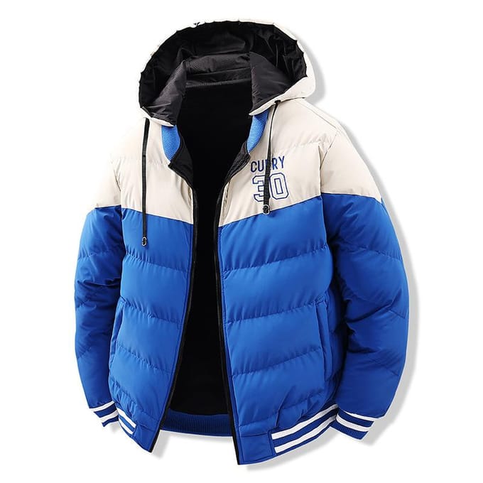 Heren Contrasterende Kleur Trend Losse Afneembare Muts Dubbelzijdig Draagbaar Verdikt Gewatteerd Jack Capuchonjack 3XL red