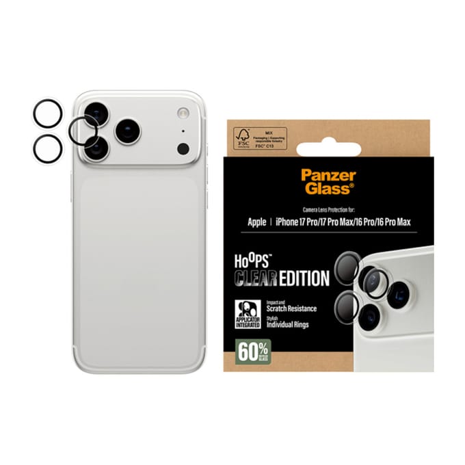 PanzerGlass Screenprotector geschikt voor Apple iPhone 17 Pro Glazen | PanzerGlass Hoops Camera Lens Protector - Case Friendly