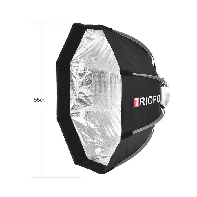 TRIOPO 55cm Octagon Softbox + Soft Cloth Bowens Mount voor Studio Flitslicht 55cm white