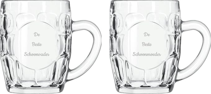 Gegraveerde Bierpul 55cl De Beste Schoonvader- De Beste Schoonmoeder