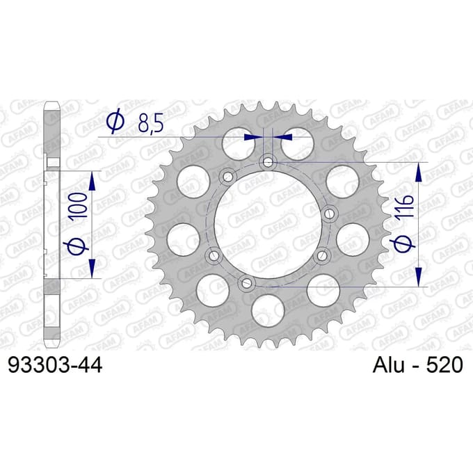 Aluminium tandwiel achter Afam 520 44 dents