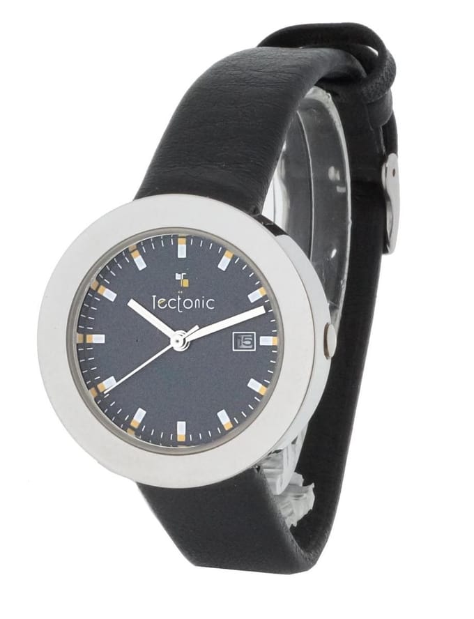 TECTONIC 41-1105-44 Horloge - Leer - Zwart - Ø 31 mm