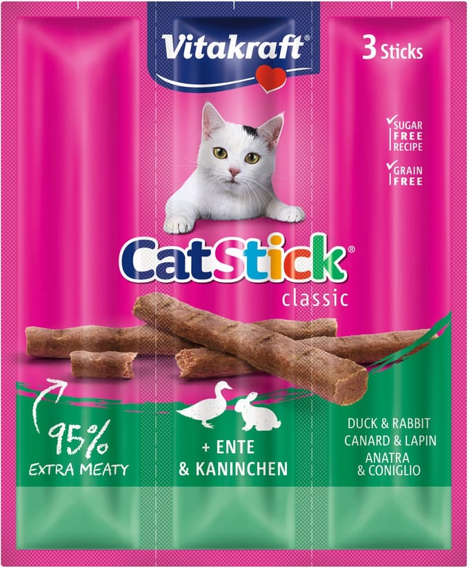 Vitakraft Catstick Mini - Kattensnack - Eend & Konijn - 3 sticks