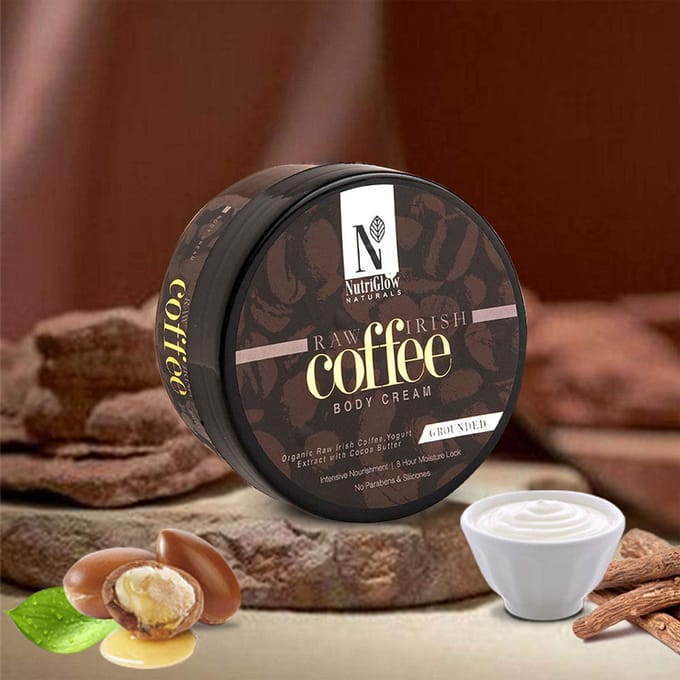 NutriGlow Natural's Raw Irish Coffee Body Cream Non Greasy, Lightweight 7.05 oz 7.05 oz black