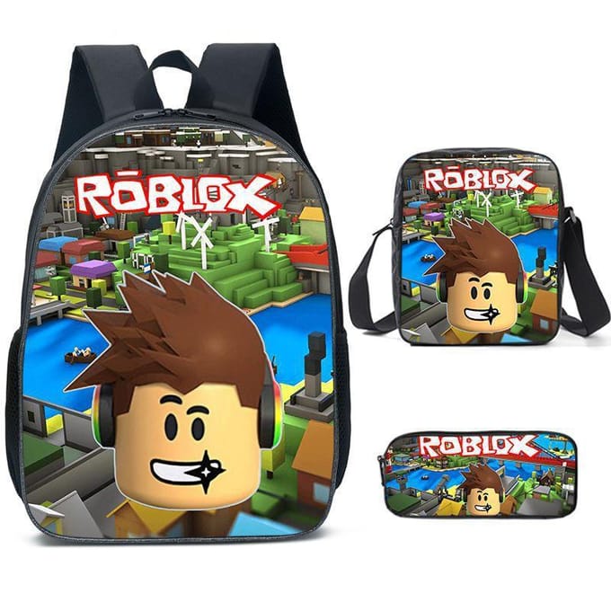 Roblox Student Schooltas Basisschool en Middelbare School Rugzak Modetrend Rugzak Drie Delig Set pencil case