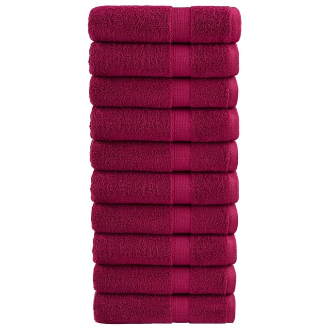 vidaXL - Badhanddoeken - SOLUND - 10 - st - 600 - g/m² - 70x140 - cm - bordeauxrood