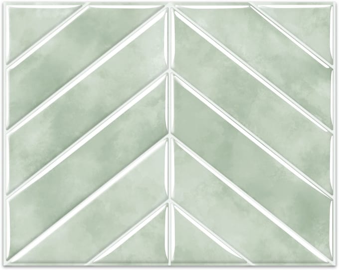 24Supply Plaktegels - 10 Stuks - Glans - Visgraat - Groen - 28.96x23.11 cm
