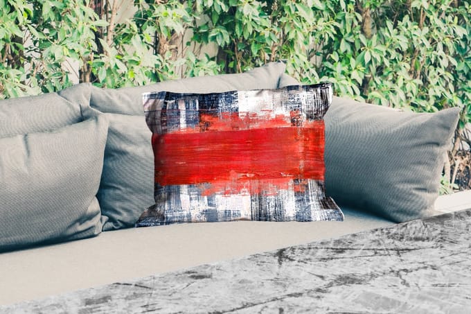 Buitenkussens - Tuin - Schilderij - Abstract - Rood - Olieverf - 50x30 cm