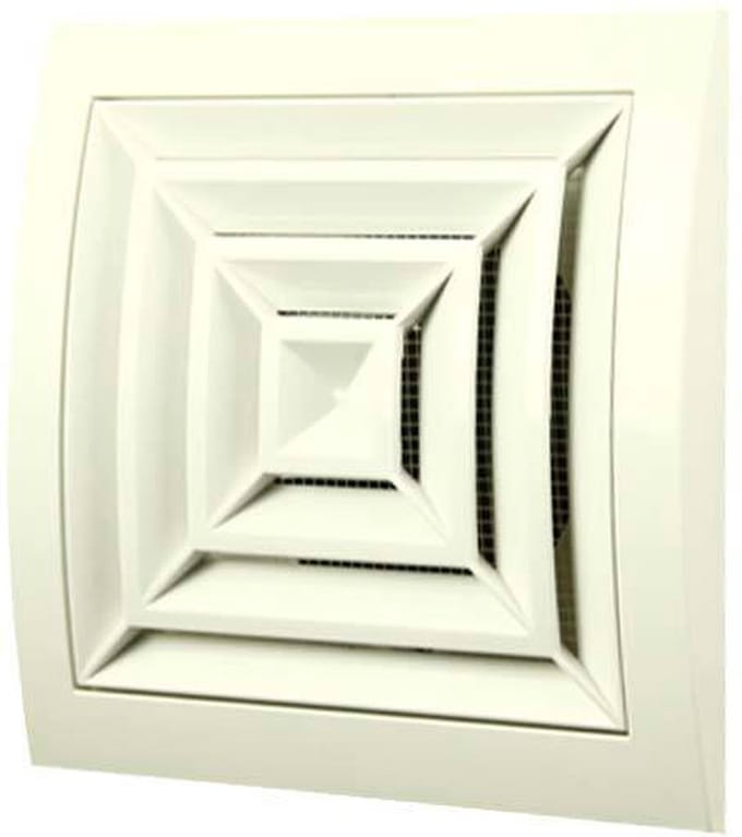 Plafondrooster vierkant 150x150 diameter: 100 wit - ND10G