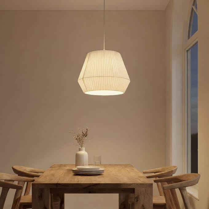 Lindby - hanglamp - 1licht - Textiel, ijzer - H: 40 cm - E27 - wit